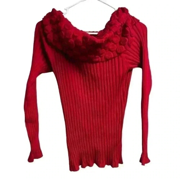 United States Sweaters Off the Shoulders Red Sweater Size Medium - Picture 7 of 8